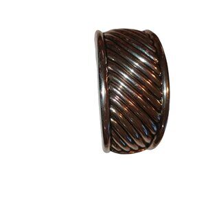 Silver Tone Stainless Steel Hinged Cuff Ribbed Cuff Bracelet by Premier Designs